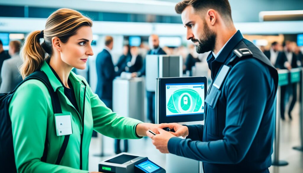 Biometric authentication in airport security