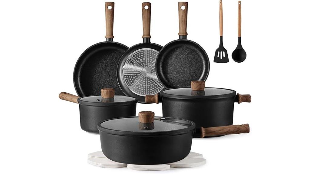 16 piece black nonstick set
