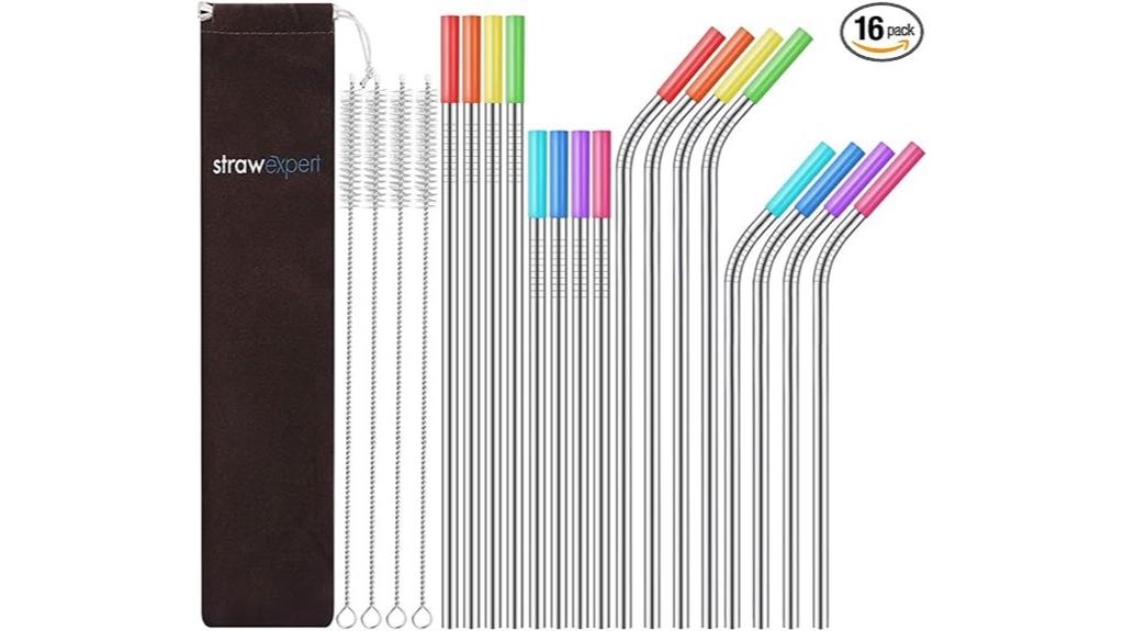 16 stainless straw set