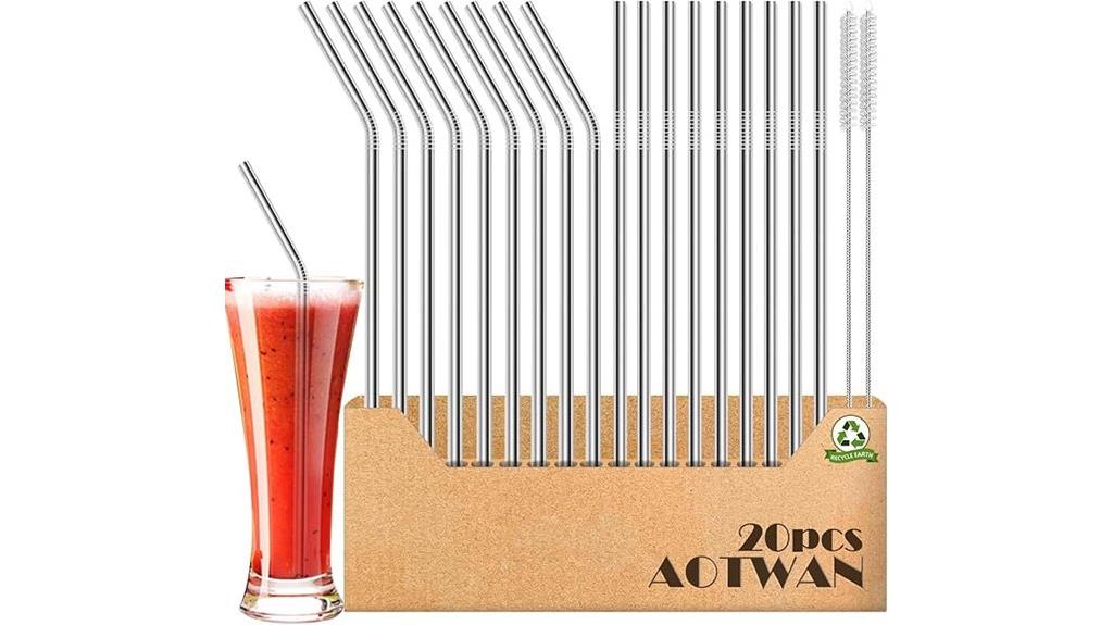 20 reusable stainless steel straws