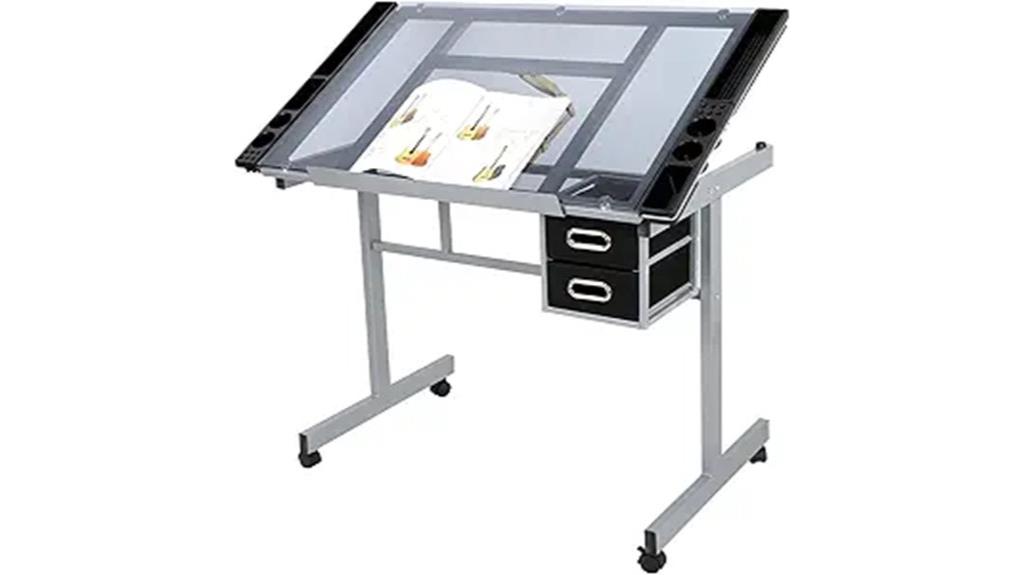 adjustable drafting table with drawers