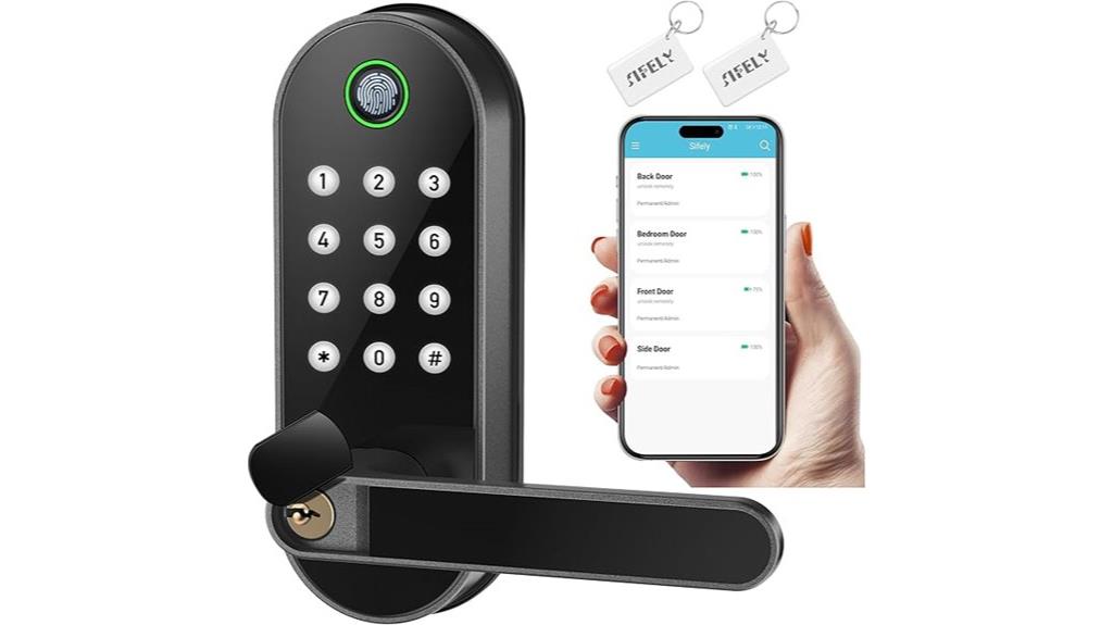black fingerprint keypad lock