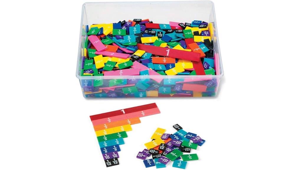 colorful fraction tile set