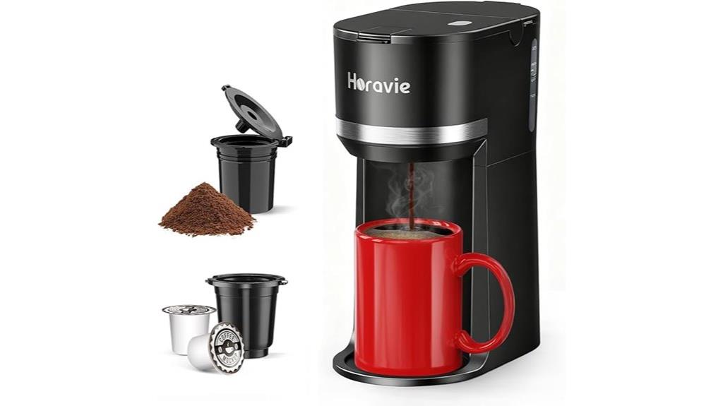 compact k cup and ground coffee brewer