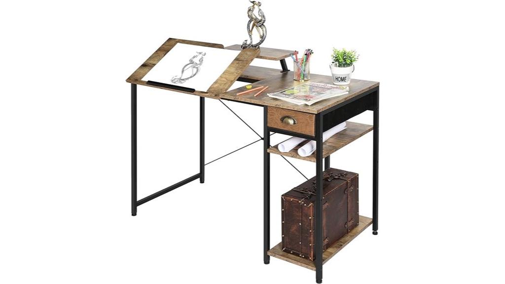 drafting table with shelves