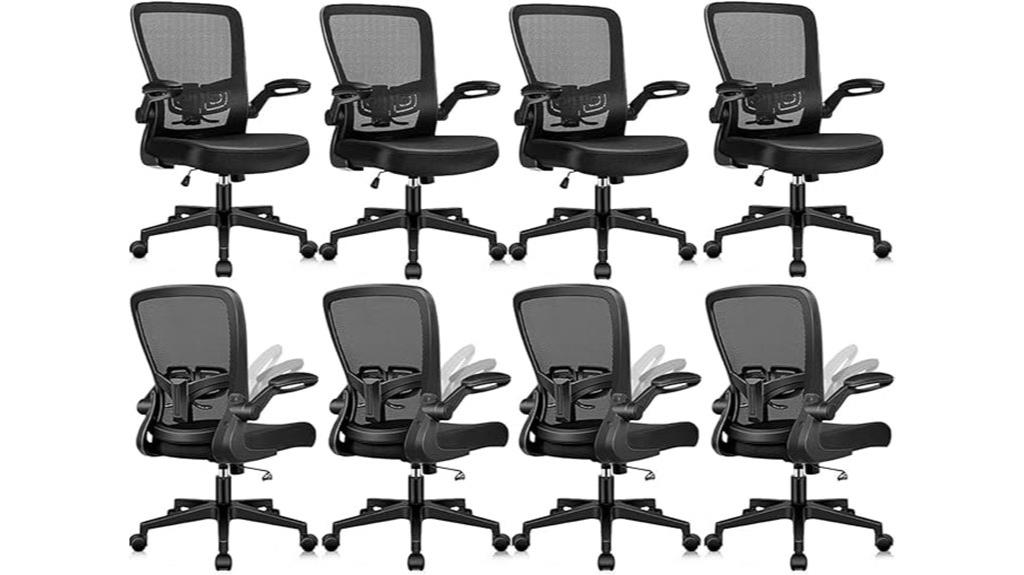 eight ergonomic mesh chairs