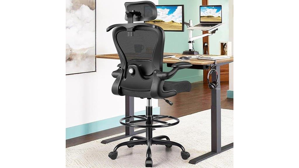ergonomic drafting chair with lumbar and head support