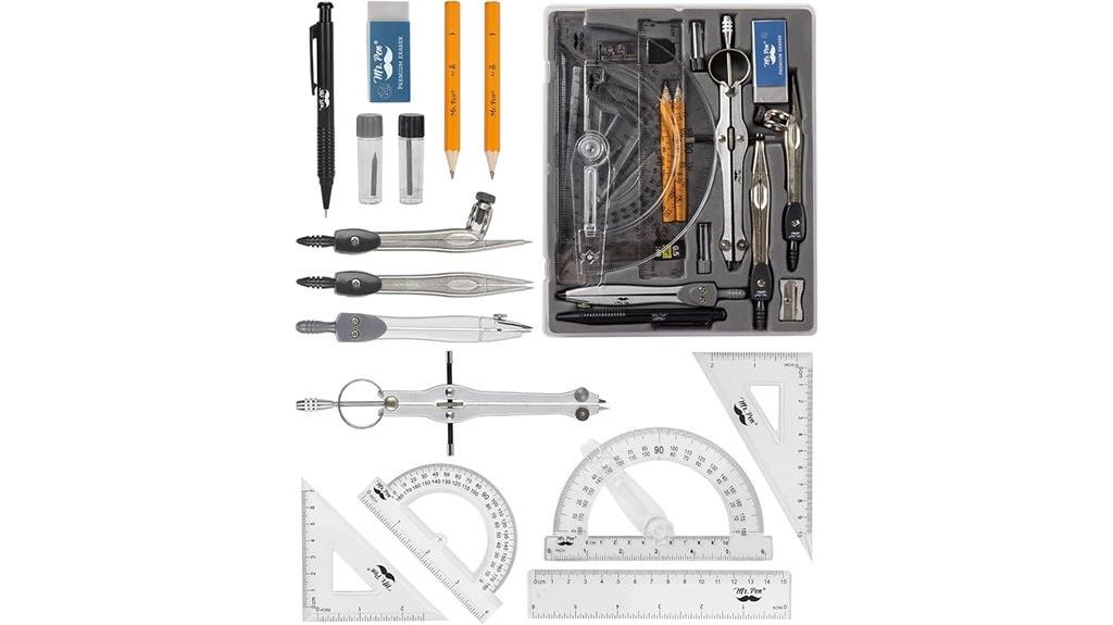 geometry set with protractor
