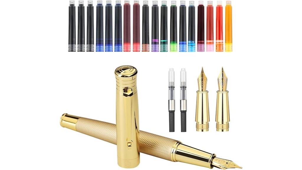gold fountain pen set