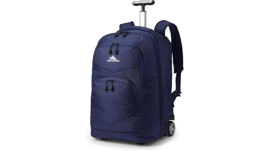 high sierra navy wheeled backpack
