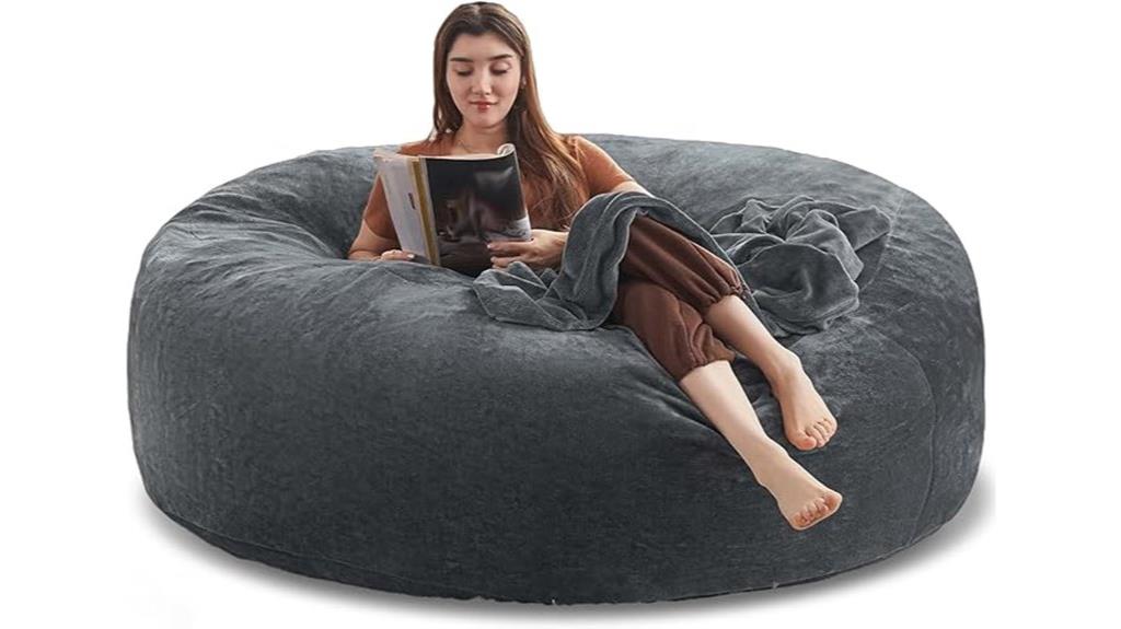 large dark gray bean bag