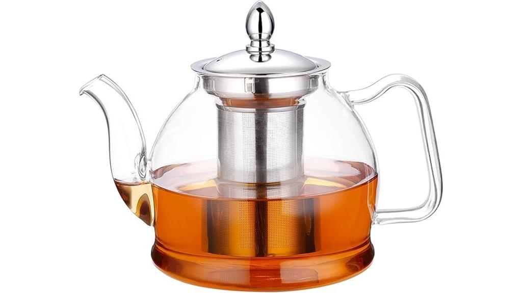 large glass teapot with infuser