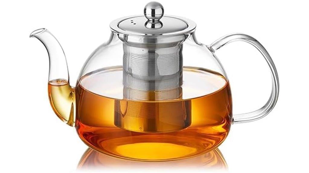 large glass teapot with infuser