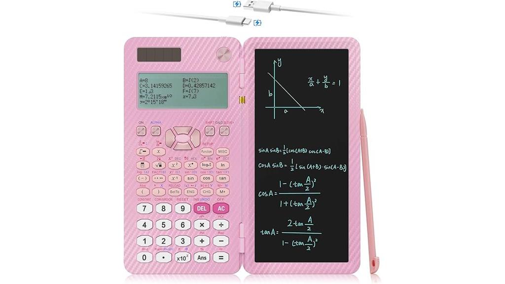pink solar rechargeable calculator