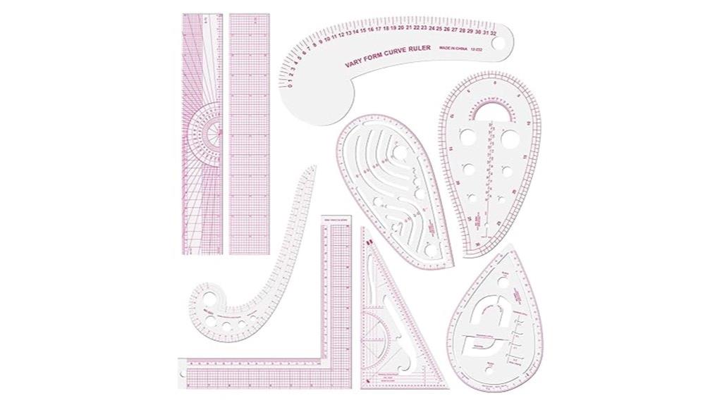 set of nine clear rulers