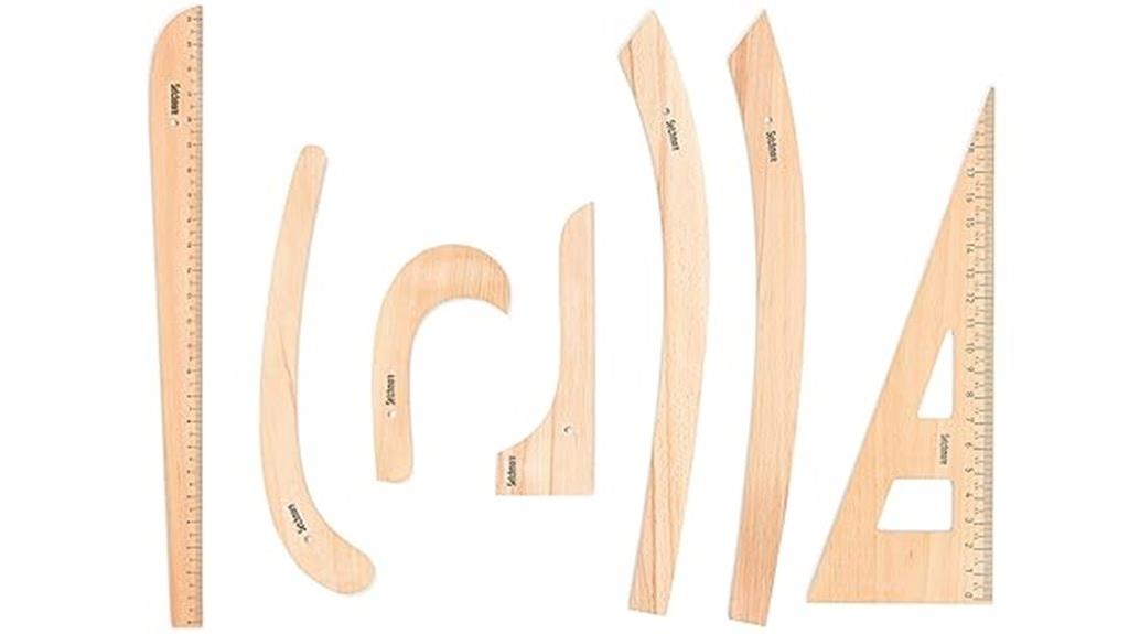 seven piece beech ruler set