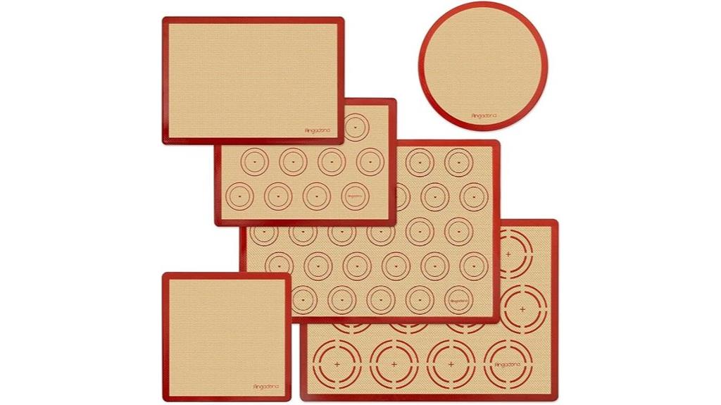 six reusable silicone mats