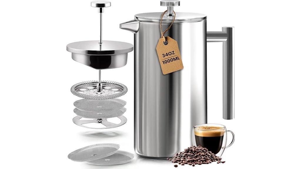 stainless steel 34oz french press