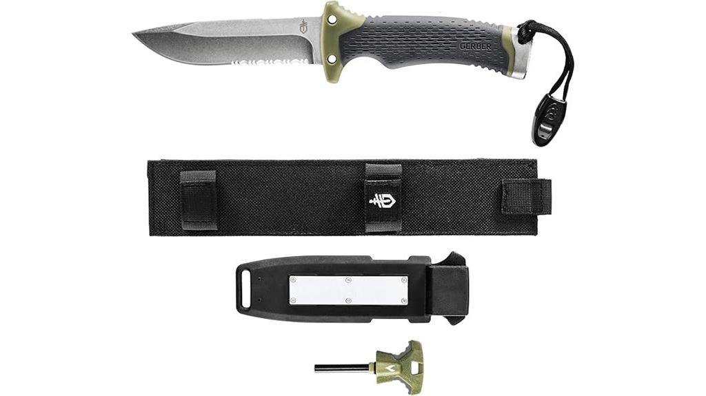 survival knife with fire starter