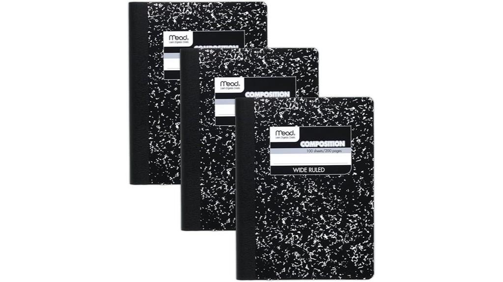 three pack wide ruled