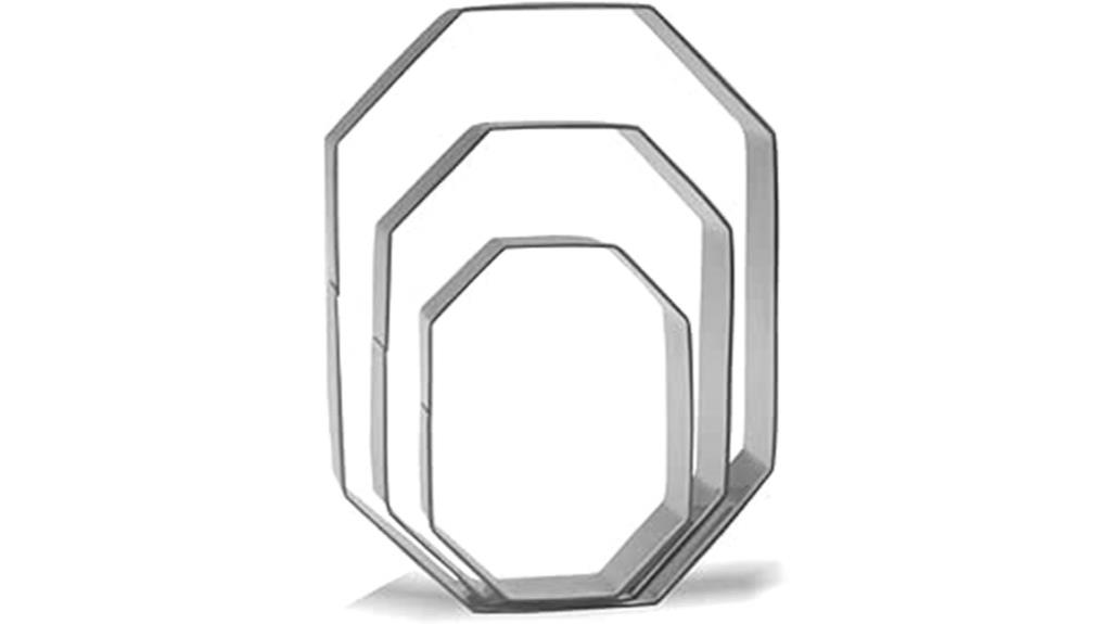 three stainless steel cookie cutters