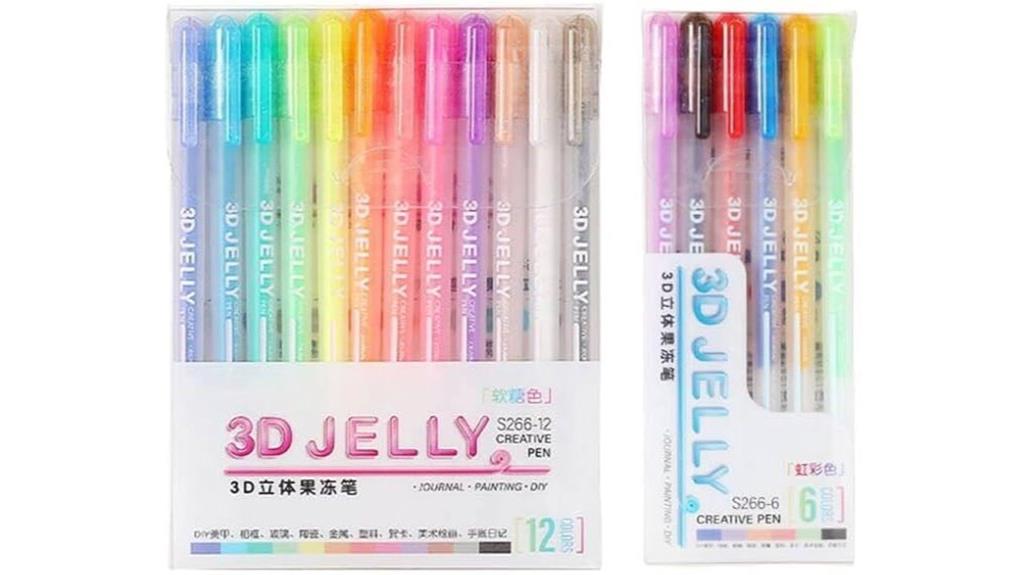 variety of 3d jelly pens