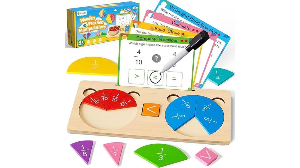 wooden fraction puzzle set