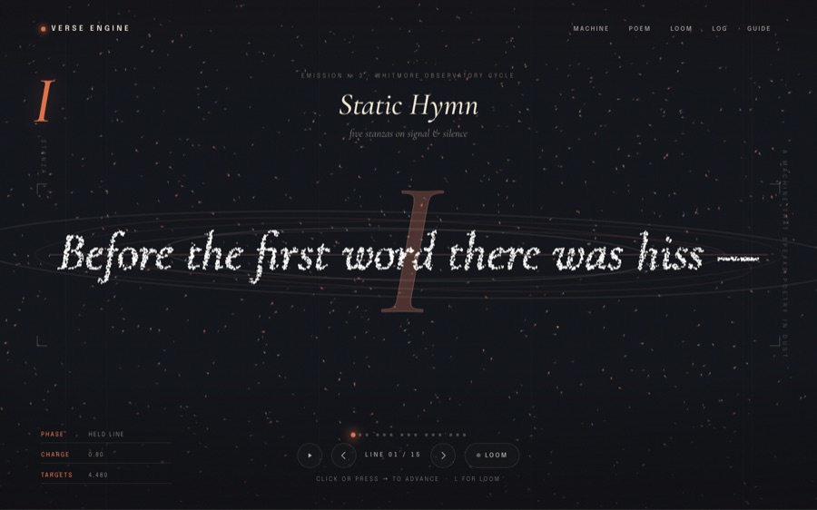 Verse Engine — poems made of particles