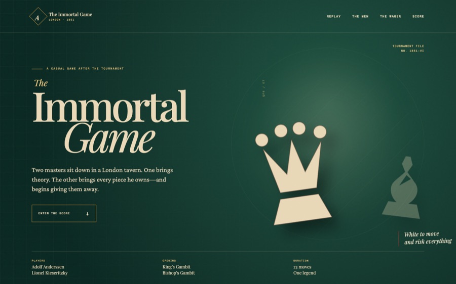 The Immortal Game — London, 1851 (FABLE/175)